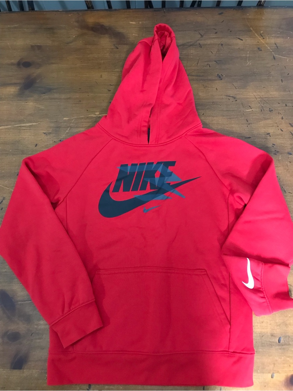 Nike Red Hoodie with Black Logo - Kids Pullover